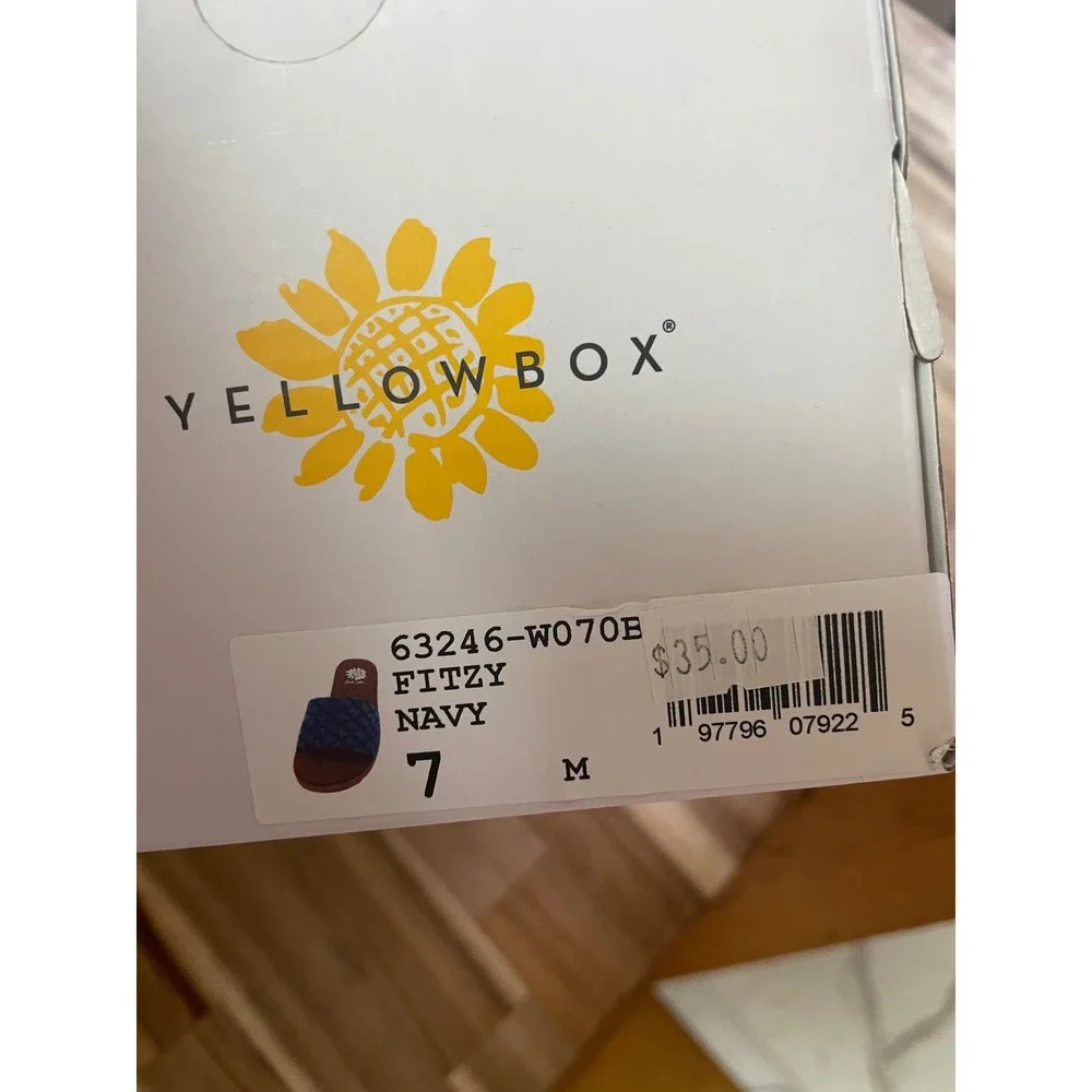 Yellow Box Fitzy Blue Quilted Denim Slide Sandals Womens Size 7M Flat Shoes new - Picture 4 of 11